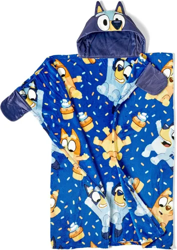 Vista 3 de Northwest BBC Studios Bluey Throw Blanket, Wearable Hooded 3D Sculpted Silk Touch Throw, 40"x50" Bouncy About