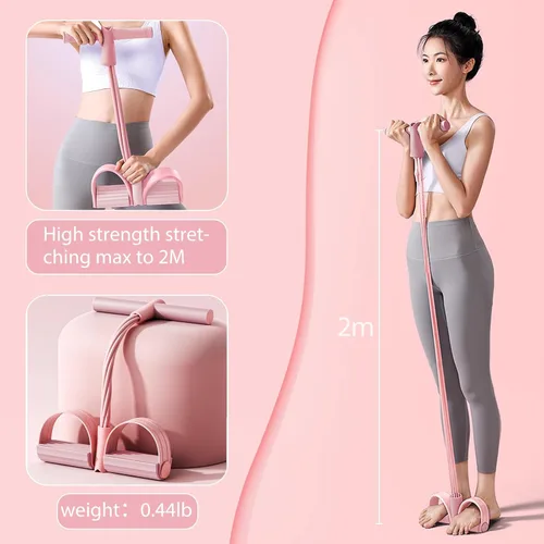 Vista 4 de 6-Tube Pedal Puller Resistance Rope,Foot Pedal Resistance Band,Yoga Elastic Exercise Bands, for Women Jump Fitness, Abdomen/Arm Weight/Waist/Leg