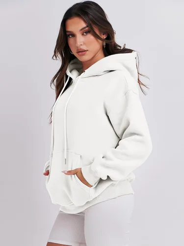 Vista 4 de ANRABESS Sudaderas con capucha de forro polar de gran tamaño para mujer, sudaderas casuales para otoño, moda 2023, trajes de moda Y2K
