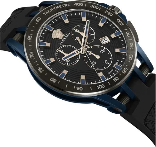 Vista 3 de Versace Reloj deportivo con correa IP Gunmetal de 1772in para hombre VE3E00221 Negro - Tecnología deportiva