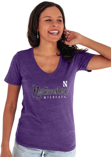 Vista 22 de Blue 84 NCAA - Camiseta de triple mezcla con cuello en V para mujer