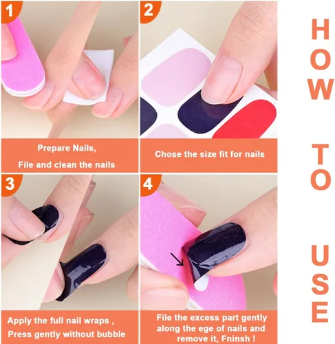 Vista 7 de 20 hojas de 280 piezas de tiras de esmalte de uñas azules para mujeres y niñas, calcomanías de uñas completas, calcomanías de esmalte de uñas