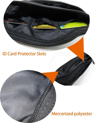 Vista 4 de Bolsa de cintura ultrafino con ranuras c/visualización para tarjeta de crédito, para deportes, aire libre, correr, caminar, viajes.