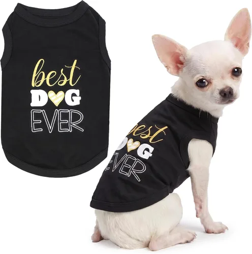 Vista 49 de Parisian Pet Camisa para perro – Camisas 100% algodón para perros pequeños – Chaleco negro sin mangas para cachorros – Ligero y transpirable Mejor