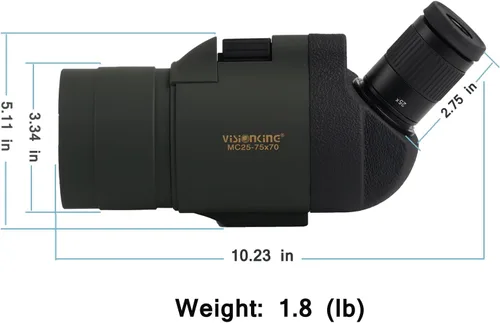 Vista 3 de 25-75x70 Maksutov Telescopio terrestre, 100% resistente al agua, color verde, con prismas Bak4, y trípode.