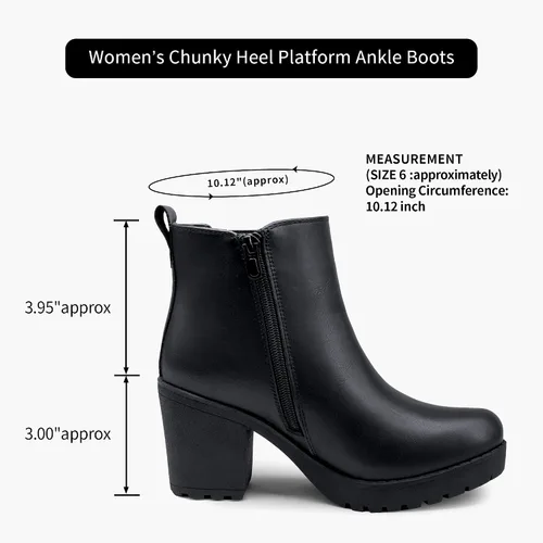 Vista 3 de Vepose Botines de moda para mujer tacón bajo grueso plataforma Chelsea para mujer