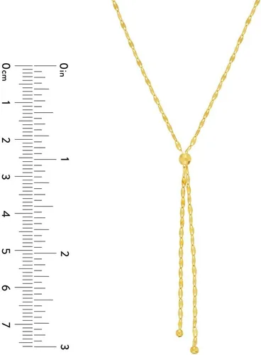 Vista 4 de Collar Forzentina Y Lariat martillado de oro amarillo de 14 quilates, joyería de 18 pulgadas, regalos para mujer, Yellow Gold, No es una piedra