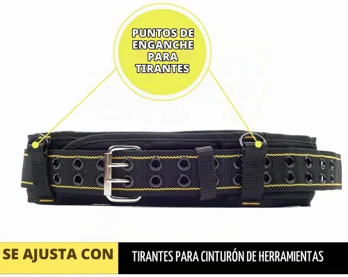 Vista 3 de Cinturón de herramientas acolchado de 3 pulgadas Cinturón de herramientas de trabajo para trabajo pesado (amarillo y negro)