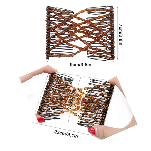 Vista 2 de 3 piezas de accesorios para el cabello con cuentas elásticas vintage mágicas para mujeres, señoras, niñas, pinzas elásticas para el cabello