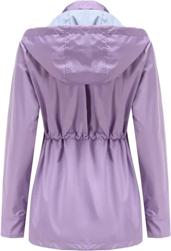 Vista 4 de MODFUL Chaquetas ligeras para mujer, chaqueta impermeable para lluvia, rompevientos, gabardinas al aire libre con capucha