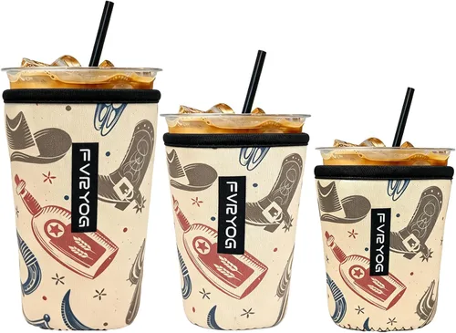 Vista 131 de Reusable Insulated Neoprene Iced Coffee Sleeves for Iced Coffee Cups, Coffee Coolies sleeves for Iced & Hot Drinks