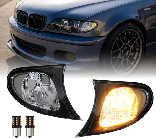 Vista 15 de DEPO 99-01 E46 4D - Juego de lámparas de señal de giro de esquina de color humo europeo (izquierda + derecha) compatible con BMW E46 1999-2001 Serie