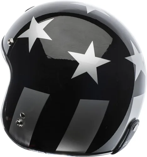Vista 2 de TORC Casco de Motocicleta Unisex para Adultos de Cara Abierta Estilo T-50 3/4 Retro con Gráfico Captain Vegas (Negro Brillante, Pequeña), 1 Paquete
