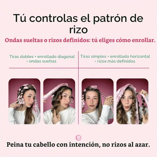 Vista 5 de Octocurl Diadema sin calor, rizadores de pelo para dormir, rizadores sin calor para cabello largo (algodón, rosa)