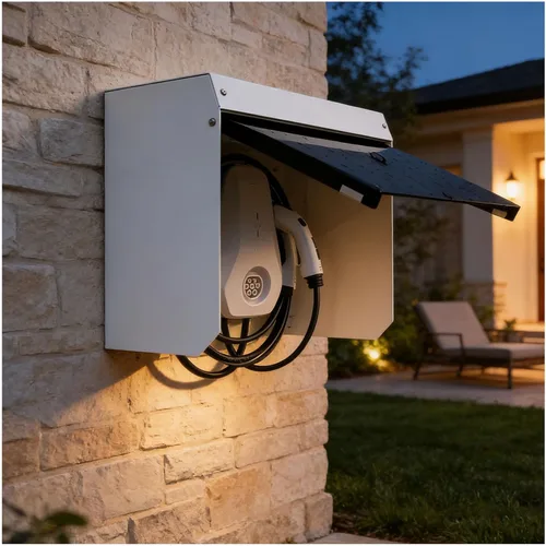 Vista 9 de Cubierta para cargador de vehículos eléctricos para exteriores, cubierta de pared impermeable, techo protector, caja de estación de carga EV
