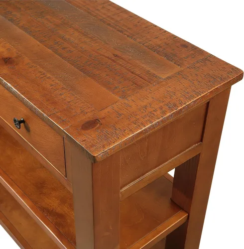 Vista 6 de Mesa consola de entrada de madera de granja de 48 pulgadas, moderna mesa de entrada con cajones y estantes de almacenamiento para entrada y sala