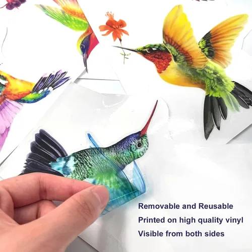 Vista 3 de 20 calcomanías de colibrí de gran tamaño para ventanas, anticolisión, adhesivos para ventanas para evitar golpes de pájaros en vidrio, calcomanías