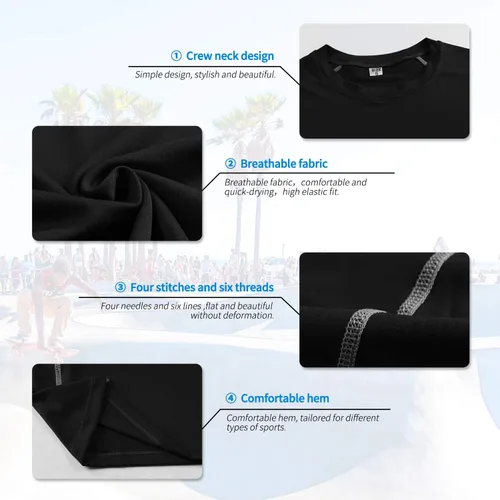 Vista 6 de Men's Compression Shirts Short Sleeve Workout T Shirts Athletic Sports Base Layer Cool Dry Gym Tops Undershirts
