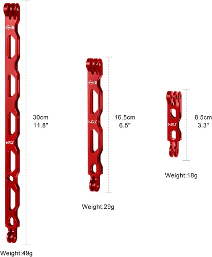 Vista 6 de HSU Kit de montaje y brazo de extensión de aluminio para manillar de bicicleta, montaje en poste de metal, soporte de brazo de extensión para GoPro