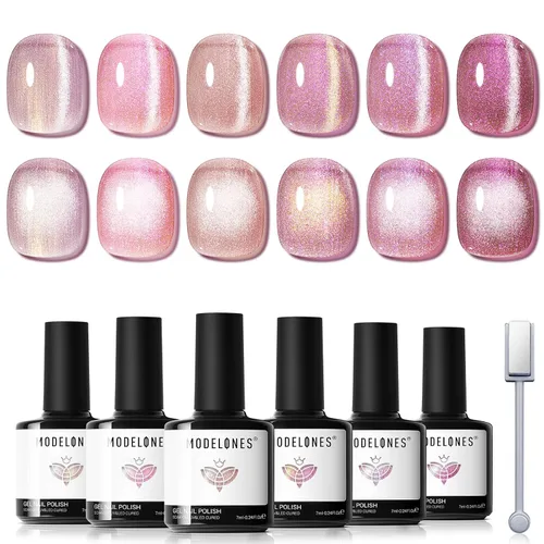 Vista 34 de modelones Imanes de uñas con imán de ojo de gato, ojo de gato, color marrón Juego de imanes de ojo de gato rosa bebé A A A