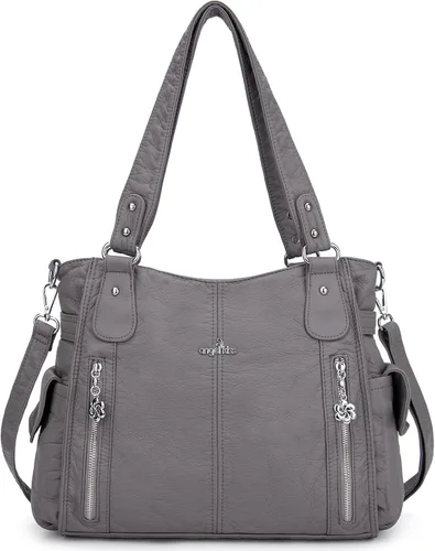 Vista 16 de Angel Kiss Bolsos para mujer con tiras en la parte superior, bolso estilo Hobo, bolsas de hombro espaciosas y casuales, cartera estilo Tote de PU