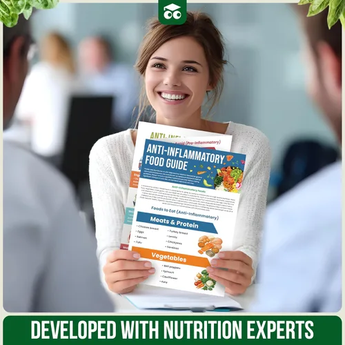 Vista 5 de EXCOOL CLUB Tabla de alimentos de dieta antiinflamatoria: póster de lista de alimentos laminados para artritis, alimentos para comer y evitar, guía