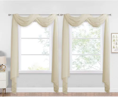 Vista 32 de NICETOWN Cenefa decorativa larga para ventana, cenefa de bufanda de boda, cortina de gasa para sala de estar, dormitorio, ceremonia