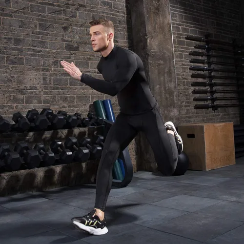 Vista 6 de Camisetas de compresión atléticas para hombre, de manga larga, camisetas de entrenamiento frescas y secas para gimnasio, camiseta deportiva activa