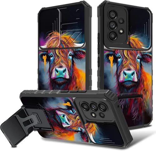 Vista 16 de Funda para Samsung Galaxy A53 5G con funda para cámara y soporte de soporte, resistente, a prueba de golpes, TPU funda protectora para Samsung Flor