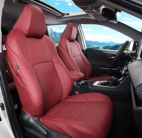 Vista 13 de Fundas de asiento RAV4 de ajuste personalizado, piel sintética impermeable para Toyota RAV4 2013-2018 (beige)