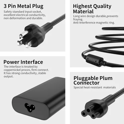 Vista 4 de Cargador para portátil USB C de 90 W compatible con Dell Latitude 5480 5490 5580 7490 7480 7390 XPS 13 9380 9370 9365 9360 XPS 15 9560 LA90PM170