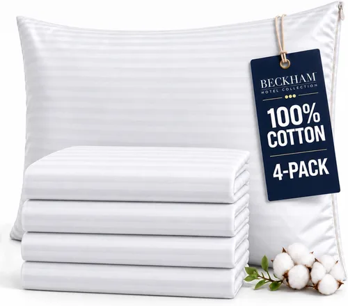 Vista 10 de Beckham Hotel Collection Protectores de Almohada Tamaño Queen Blancos con Cremallera Juego de 2, Fundas Protectoras de Almohada de Algodón Suave
