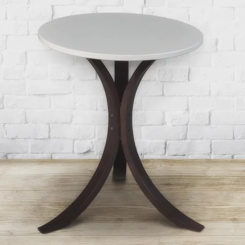 Vista 4 de Niche Mia Bentwood - Mesa auxiliar redonda, color nogal moca, beige