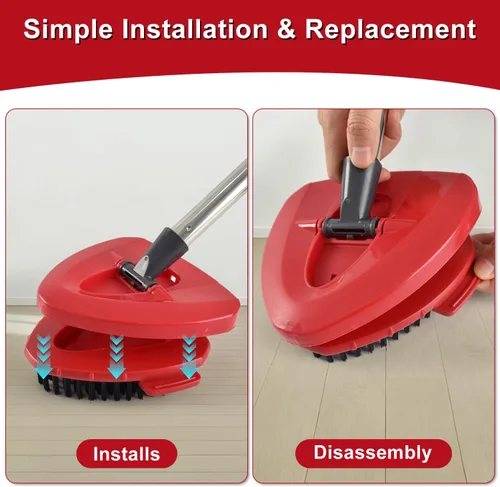 Vista 3 de Paquete de 2 cabezales de repuesto de cepillo de fregado compatibles con el sistema O Cedar Easywring de 1 tanque, 2 piezas de trapeador giratorio