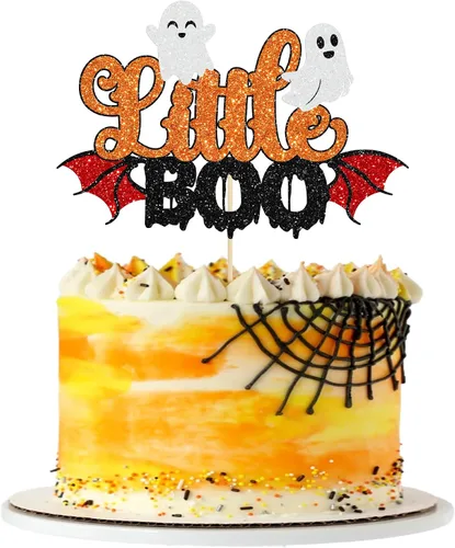 Vista 16 de 1 pieza de decoración de pastel de cumpleaños asesino ensamblada con purpurina de terror clásico de Halloween para tema de terror sangriento Negro