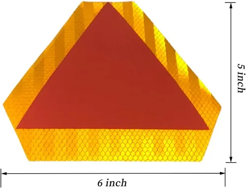Vista 2 de 5 calcomanías de señal de vehículo de movimiento lento, 5 x 6 pulgadas, reflectantes, triangulares de seguridad, calcomanías reflectantes
