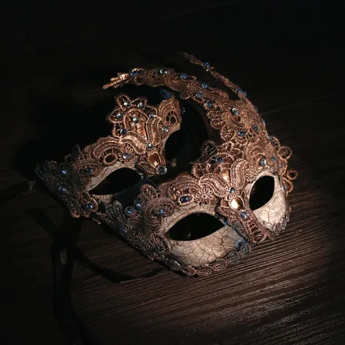 Vista 4 de YU FENG 2 máscaras venecianas para fiesta de baile de máscaras, disfraces, accesorios de fiesta