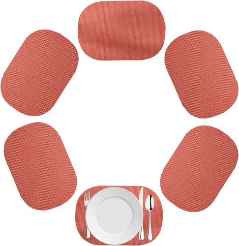 Vista 6 de Kraftware Mantel individual ovalado de red para cualquier mesa de exterior, negro, juego de 6, pequeño