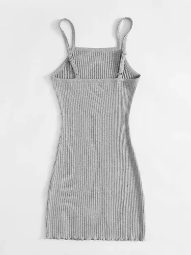 Vista 2 de Milumia Vestido ajustado para mujer, sin mangas, con tirantes delgados, de punto acanalado, vestido de camisola