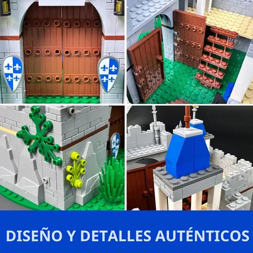 Vista 6 de Set de Bloques de Construcción de Castillo de Caballero Medieval Usoway, Viene con 12 Figuras de Caballeros, Compatible con Juguetes Lego de Plaza
