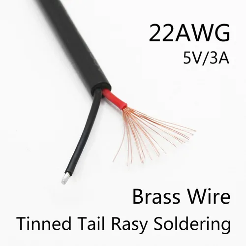 Vista 3 de USB A hembra a 2 Pin alambre desnudo, cable de coleta USB 5V/3A ninguna función de datos USB Open End Power Cable 11", Tinned Tail, 22AWG for USB