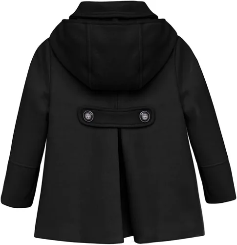 Vista 18 de rrhss Abrigo formal con botones para niñas pequeñas, chaqueta de lana con capucha para otoño e invierno