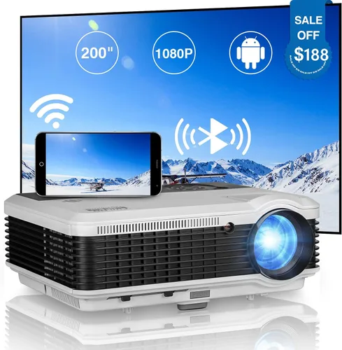 Vista 11 de Proyector inteligente 4K para dormitorio, proyectores de cine en casa para interior y exterior con WiFi, Bluetooth, NFC, Airplay inalámbrico