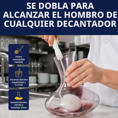 Vista 4 de Juego de 2 Cepillos de Limpieza de Copas de Vino de Cristal y Copa de Vidrio - Cepillos de Copa de Vino de Espuma sin Rayar para Lavar Copas