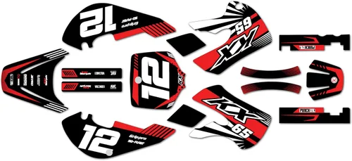 Vista 5 de Kit de gráficos para Kawasaki KX65 (1999-2024) serie FASTHOUSE gris 9 mil - Easy Go - Calcomanías para motocicleta Dirt Pit Bike Motocicleta