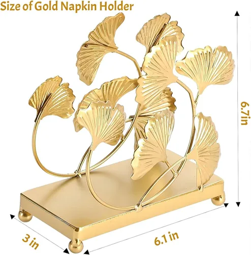 Vista 3 de Servilletero de metal moderno, servilleta de papel dorado para baño, cocina