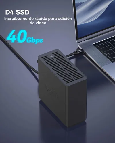 Vista 2 de TERRAMASTER Carcasa D4 SSD NVMe - 40Gbps 4Bay, almacenamiento USB Tipo-C compatible con 4xM.2 NVMe 2280 SSDs, compatible con USB 4/3.2/3.1/3.0