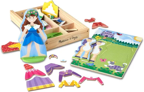 Vista 10 de Melissa & Doug Juego de muñeca de madera de doble cara y cisne de bailarina y hada magnética (52 piezas)