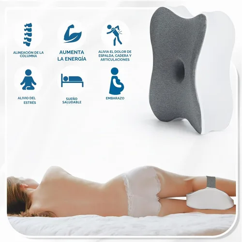 Vista 7 de Almohada larga de rodilla para personas que duermen de lado entre las piernas, almohada de espuma viscoelástica para dormir de lado con correa