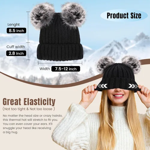 Vista 2 de Arctic Paw - Gorro tejido con orejas de pompón de piel sintética
